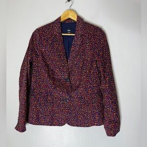 GAP Navy‎ Blue Flower Print Boyfriend Blazer Size 8